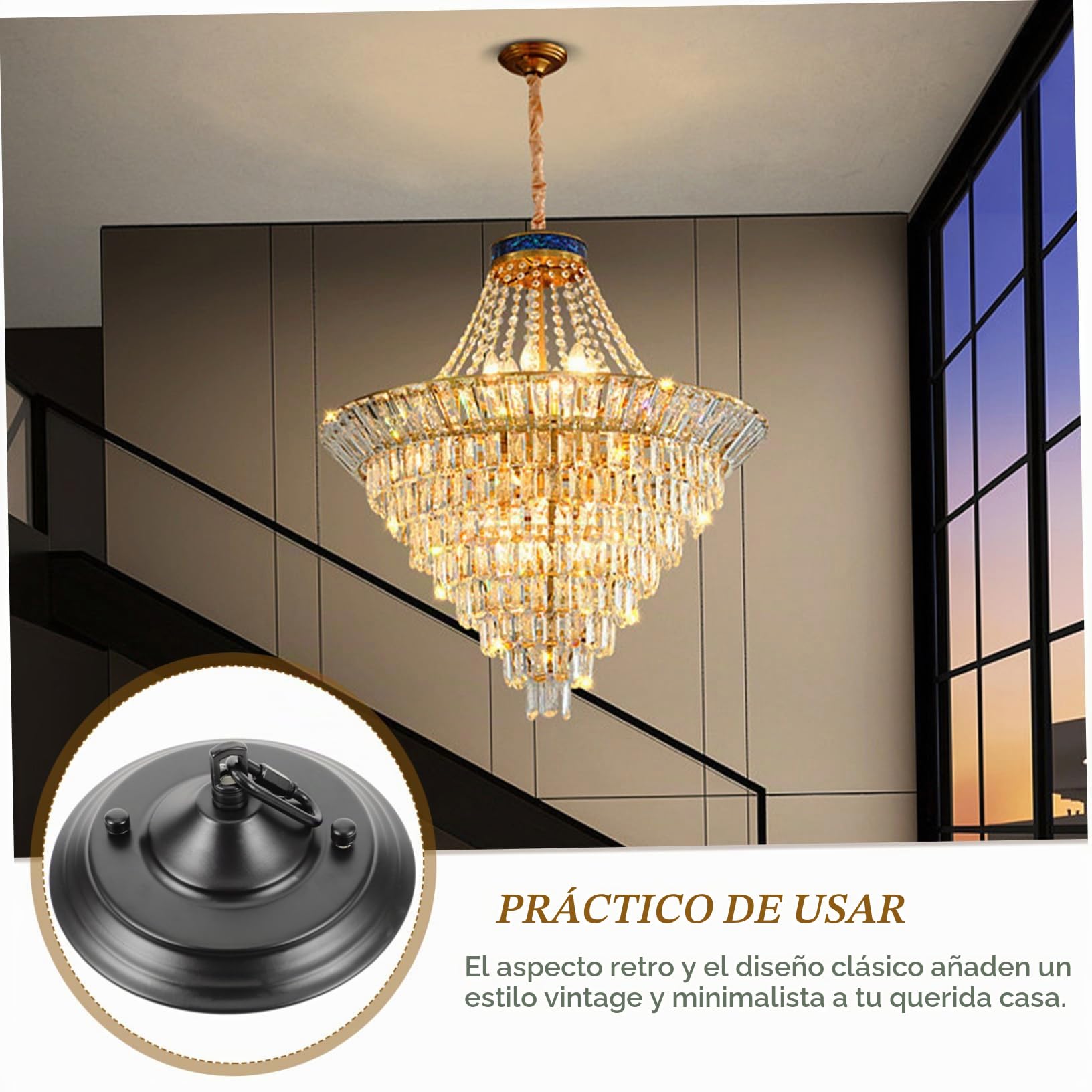 Placa de Montaje para Lámpara de Araña Redonda Negra, Dosel Colgante de Techo, Soporte de Luminaria Resistente para Luces de Techo, Accesorios de Instalación, para Uso Doméstico