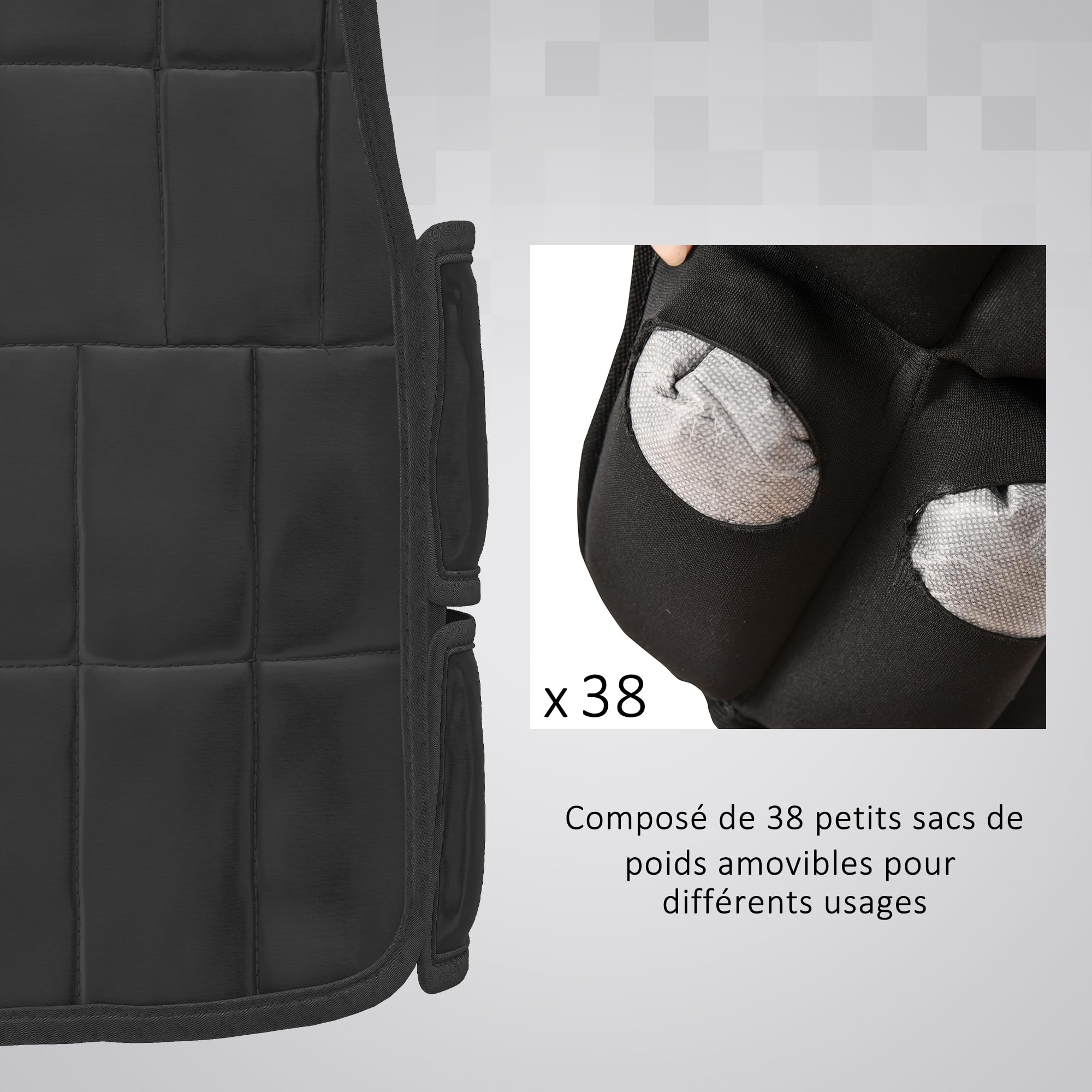 HOMCOM Gilet lesté réglable - Aosom.fr x FFHandball - veste lestée 20 Kg max. poids amovibles entrainement musculation exercice boxe oxford