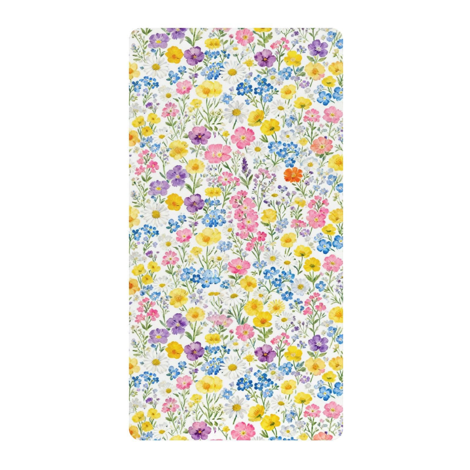 Drap de berceau en coton extensible fleurs sauvages pour lit bébé