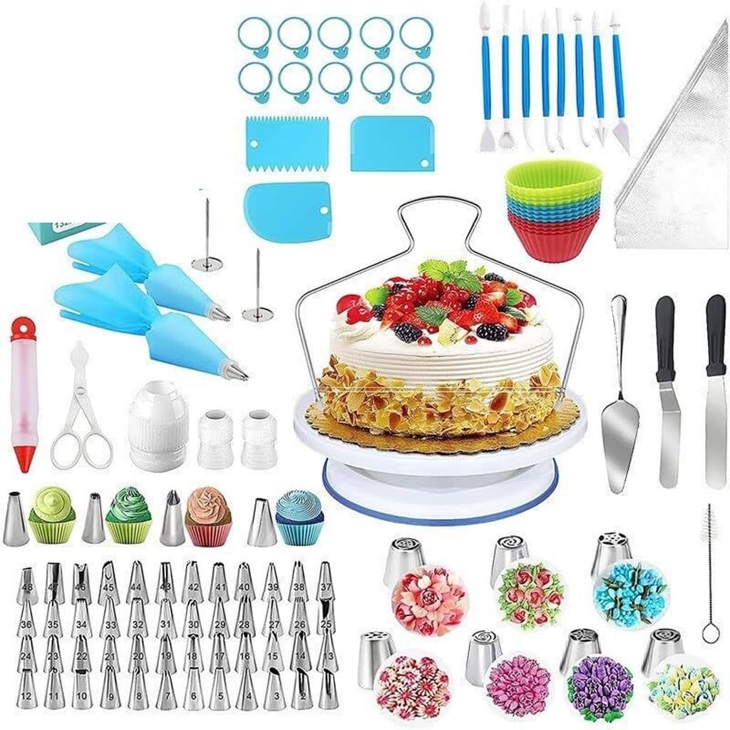 Plato giratorio for pasteles, herramienta for hornear DIY, boquilla for tubería, bolsa for manga pastelera, raspador de crema, juego de plato giratorio for pasteles(G)