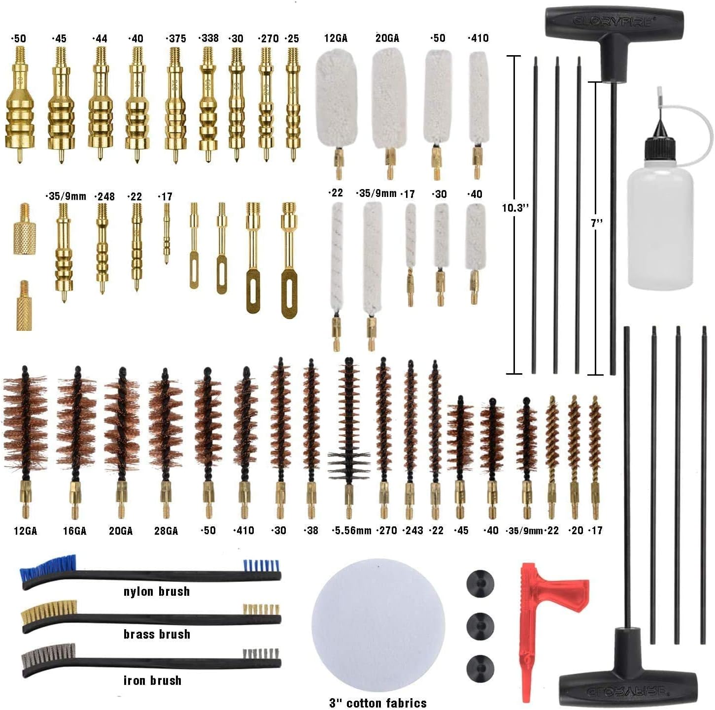 Gun Cleaning Kit Elite Designed, Rifle Handgun Shotgun Pistol Cleaning Kit with All Brass High-end Brushes, Mops, Jags, Reinforced and Lengthened Rods Guns : Sports & Outdoors