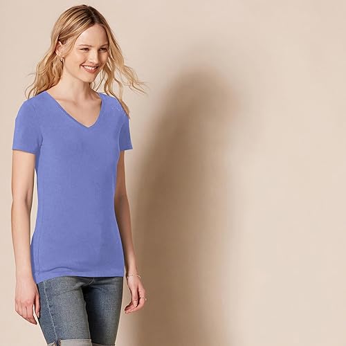 Vista 460 de Yaxa Essentials Women's Regular-Fit Short-Sleeve Crewneck T-Shirt