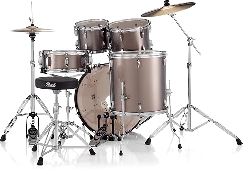 Miniatura 88 de Pearl Roadshow (RS525WFC/C707) - Juego completo de batería de 5 piezas con platillos y soportes, color bronce metálico