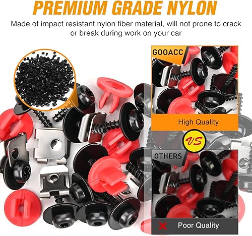 Vista 85 de GOOACC GRC-70 - 35 piezas de pernos de protección contra salpicaduras para motor, parachoques guardabarros, retenedor de empuje, clips de remache