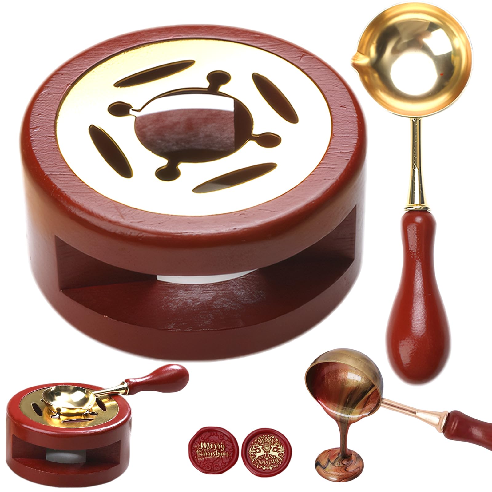 Uanqfegy Wax Seal Kit - 2PCS/Set with Furnace and Spoon, Funny DIY Wax Seal Warmer Easy Clean for Sealing Beads Stamp Envelope