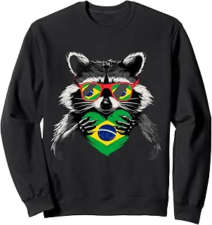 Brazilian Flag Lemur Brazil Brazilian Pride Brasil Heart Sweatshirt