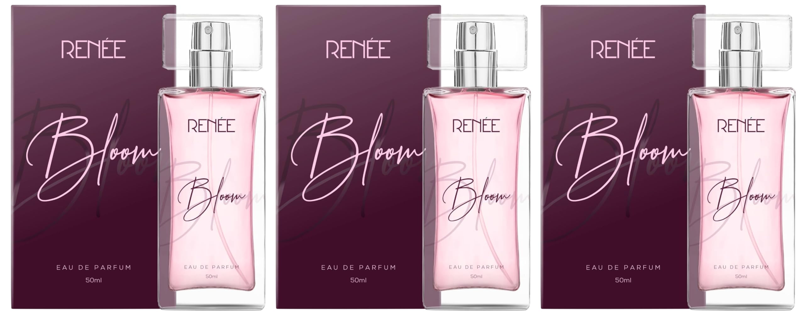 RENEE Eau De Parfum Bloom, 50ml Premium Long Lasting Luxury Liquid Perfume, Notes Of Almond, Scent For Women, All Occasions (Pack Of 3)