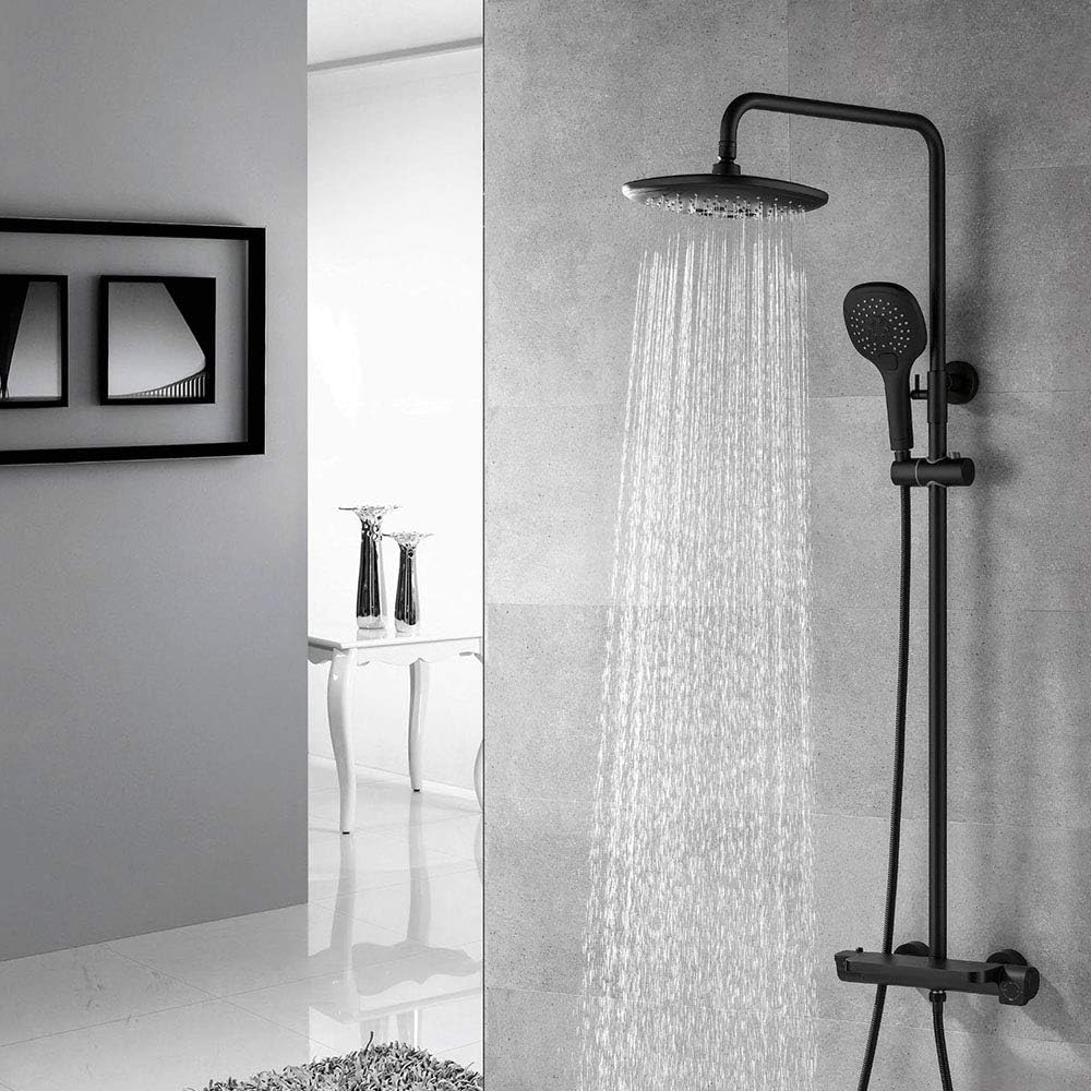 Luxury Black Thermostatic Shower Set Square Shower Faucet hot and Cold Shower Faucet Bathtub Thermostatic Shower Mixer,showermixer