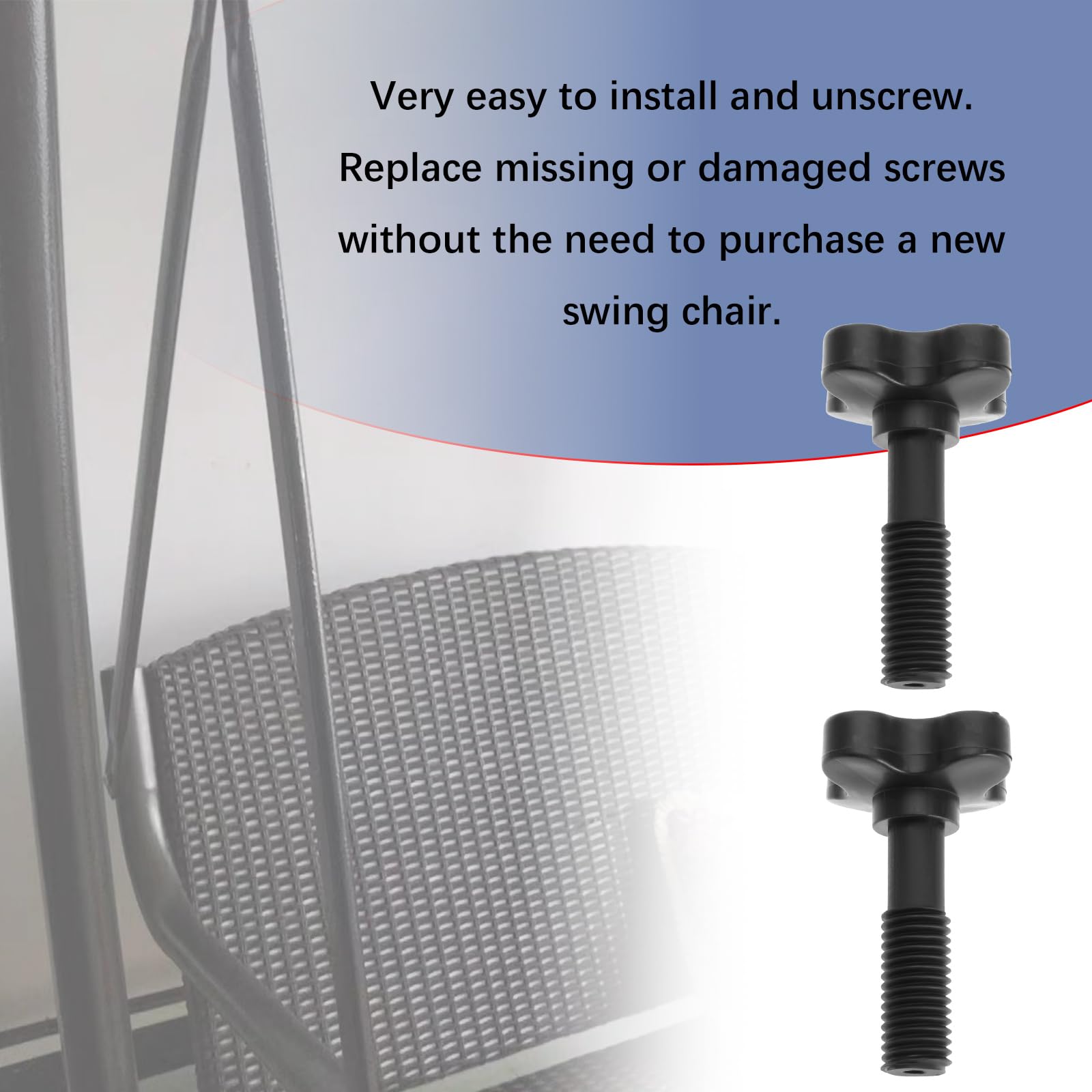 2 Perillas de Tornillo de Fijación de Plástico para Toldo de Jardín Accesorios para Muebles de Exterior para Conectar El Marco del Cobertizo de Lluvia Al Columpio de Jardín Negro M12x57mm