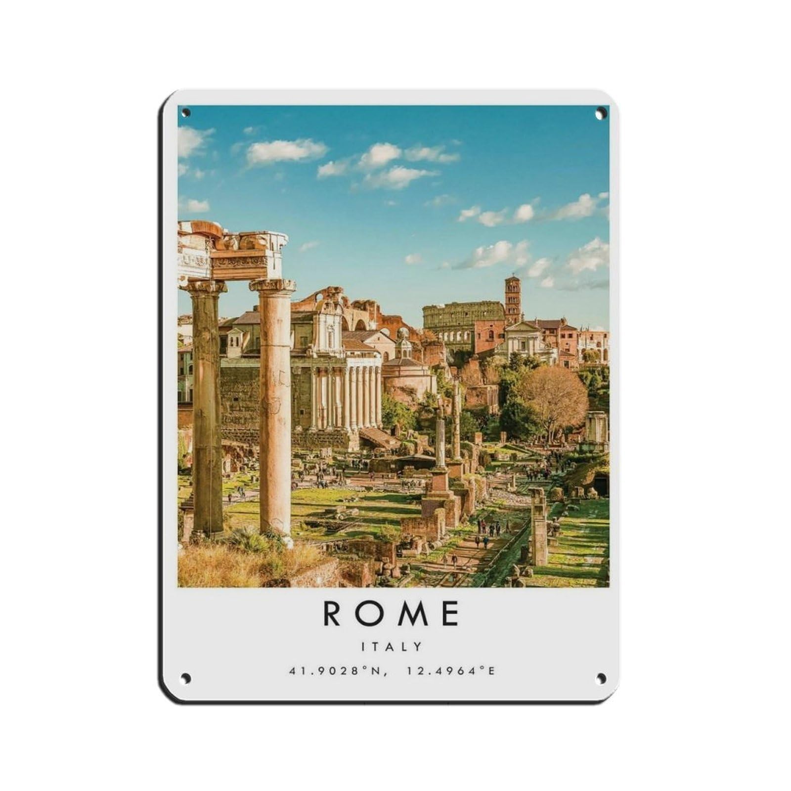 Rome Travel, Italy Poster Tin Sign Vintage Metal Pub Club Cafe Bar Home Wall Art Decoration Poster Retro 12x16inch(30x40cm)
