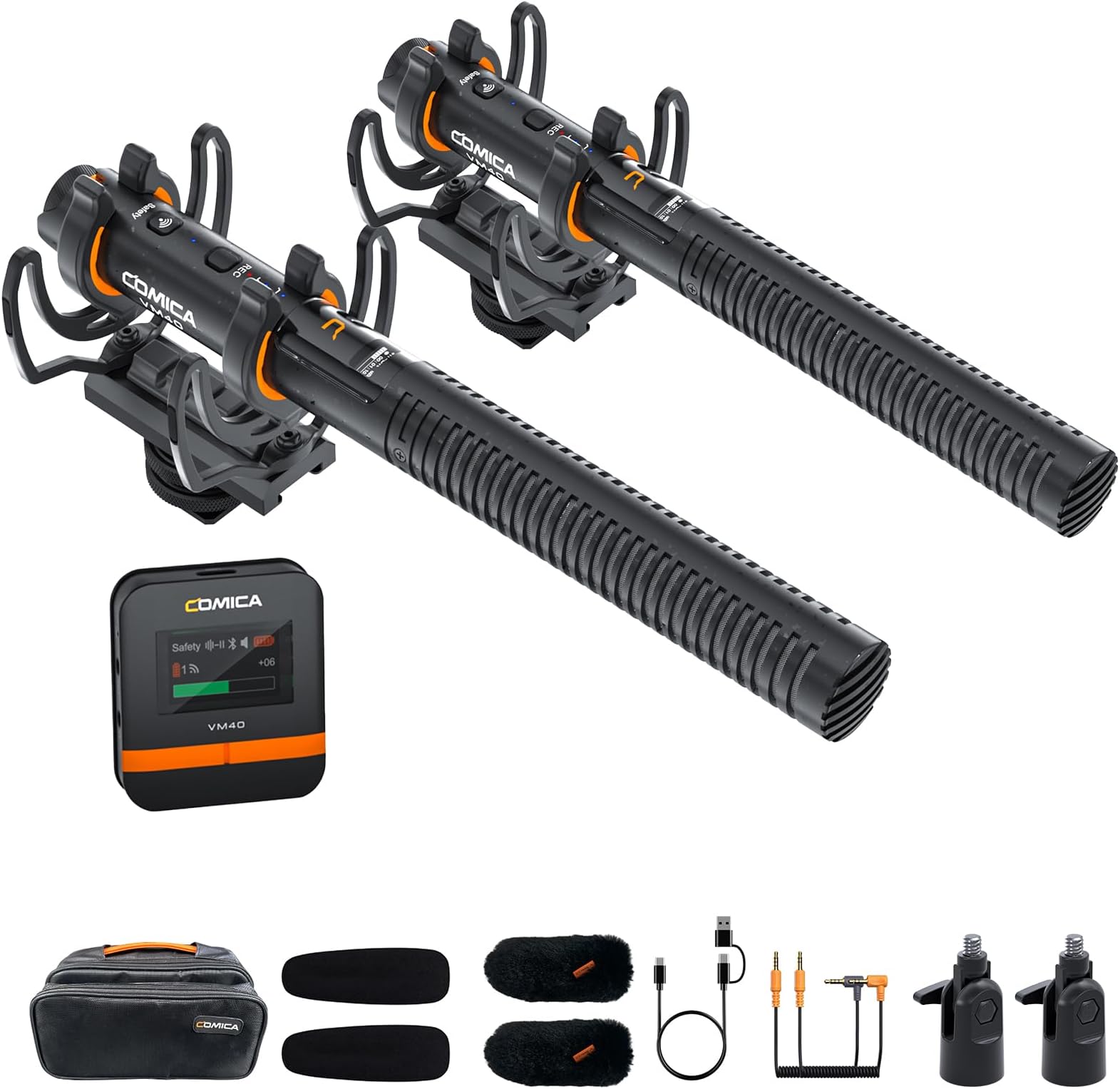 Comica VM40 Wireless Shotgun Microphone Transmitter, 32GB Memory, 32-Bit Float Recording, 200M Range, Super Cardioid, Low Cut Filter, Directional Microphone for Filmmakers, Interviews, Reporters,