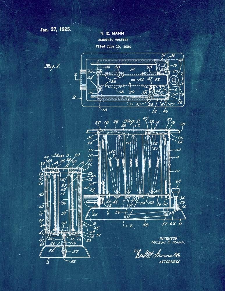 Electric Toaster Patent Print Midnight Blue (20" x 24") M13536 Home & Kitchen