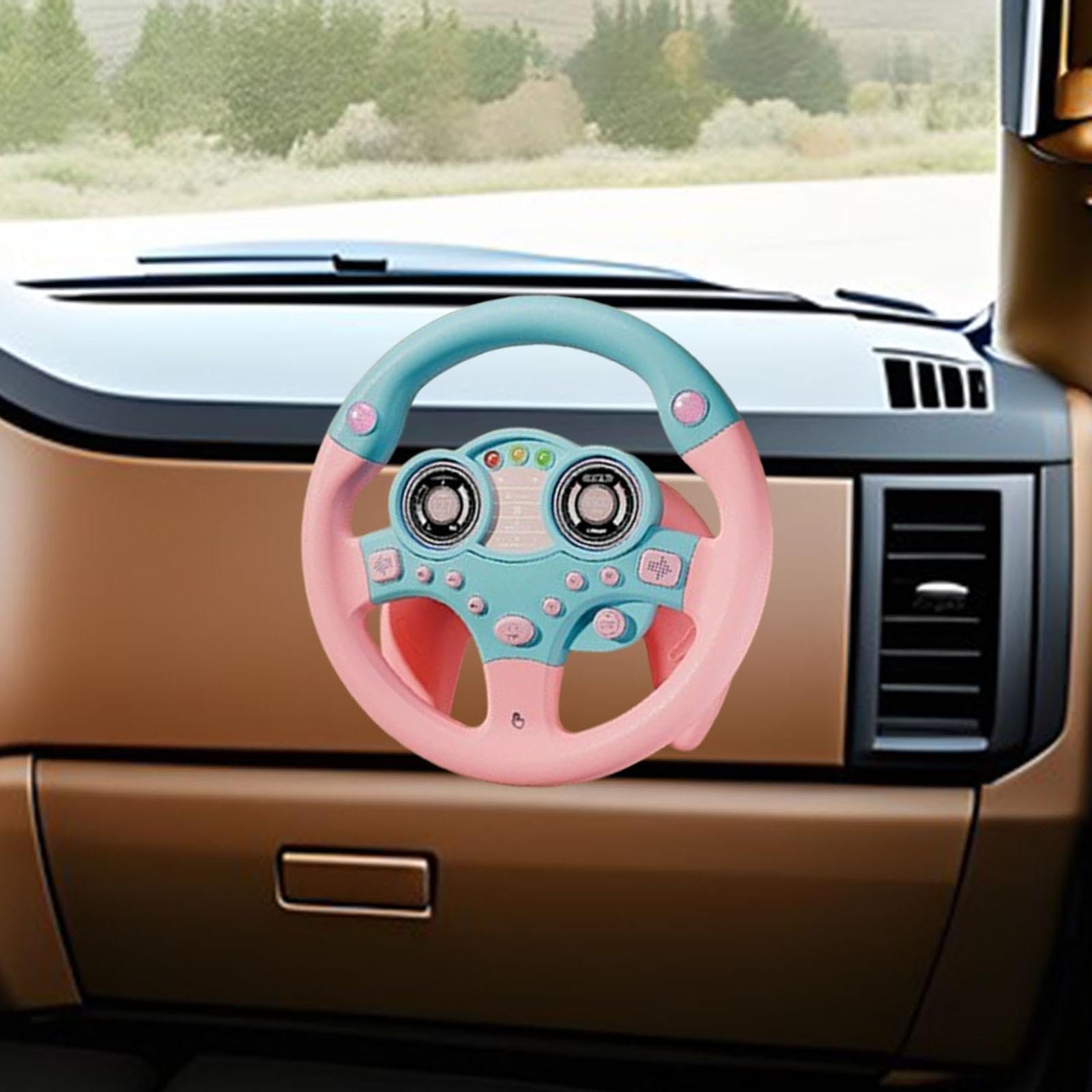 Volante Musicale, Simulatore di Guida per Bambini, Macchinina Giocattolo, Rosa