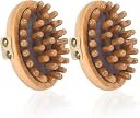 GIMGIK Natural Anti Cellulite Massager Body Brush Handheld Cellulite Reduction, Muscles Massage Tool for Sauna Spa Head Scalp (Brown 2 Piece) gallery image