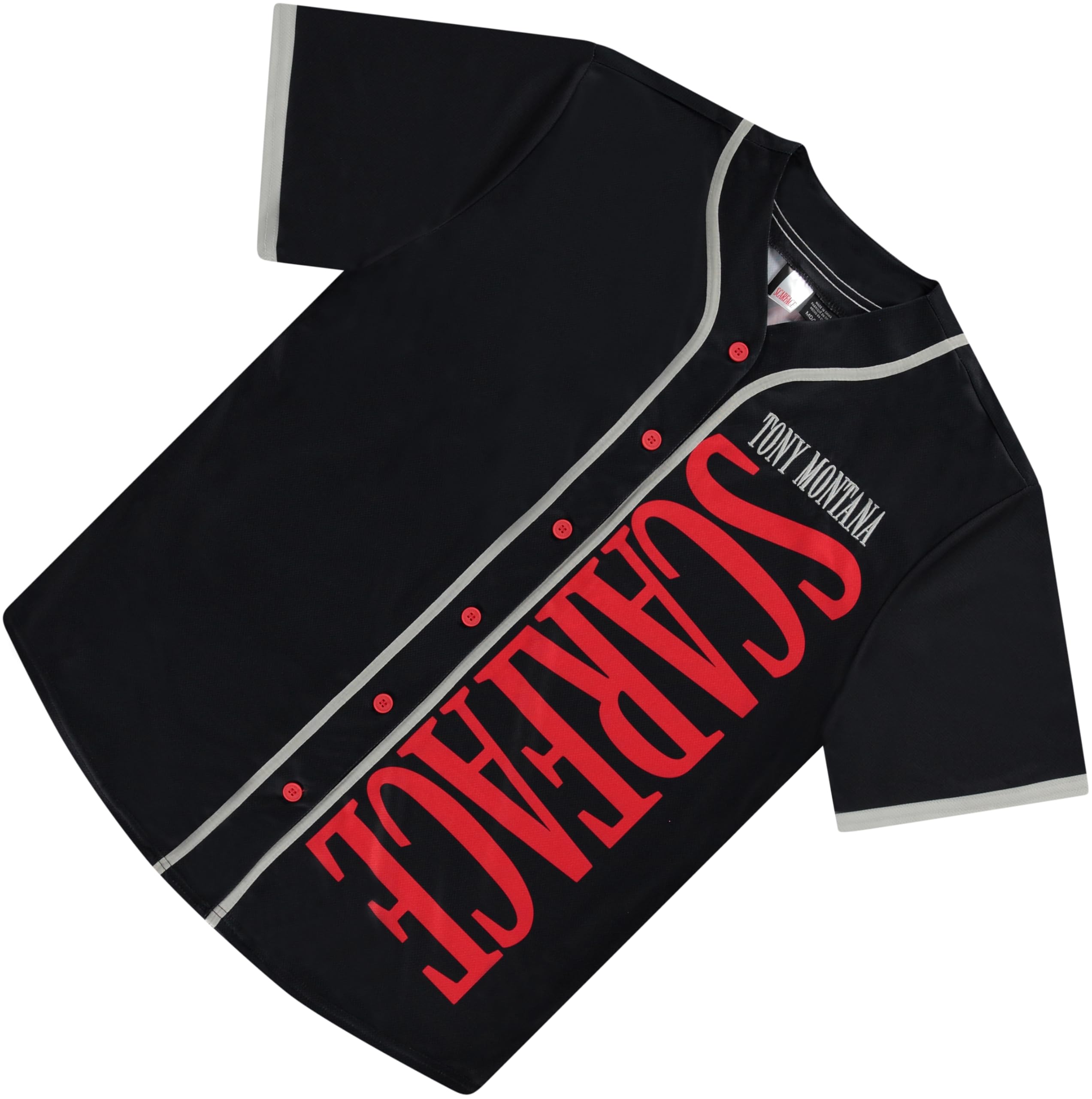 Scarface Tony Montana Herren-Trikot, Netzstoff, Button-Down-Baseballtrikot, Retro-Stil, modisches Oberteil