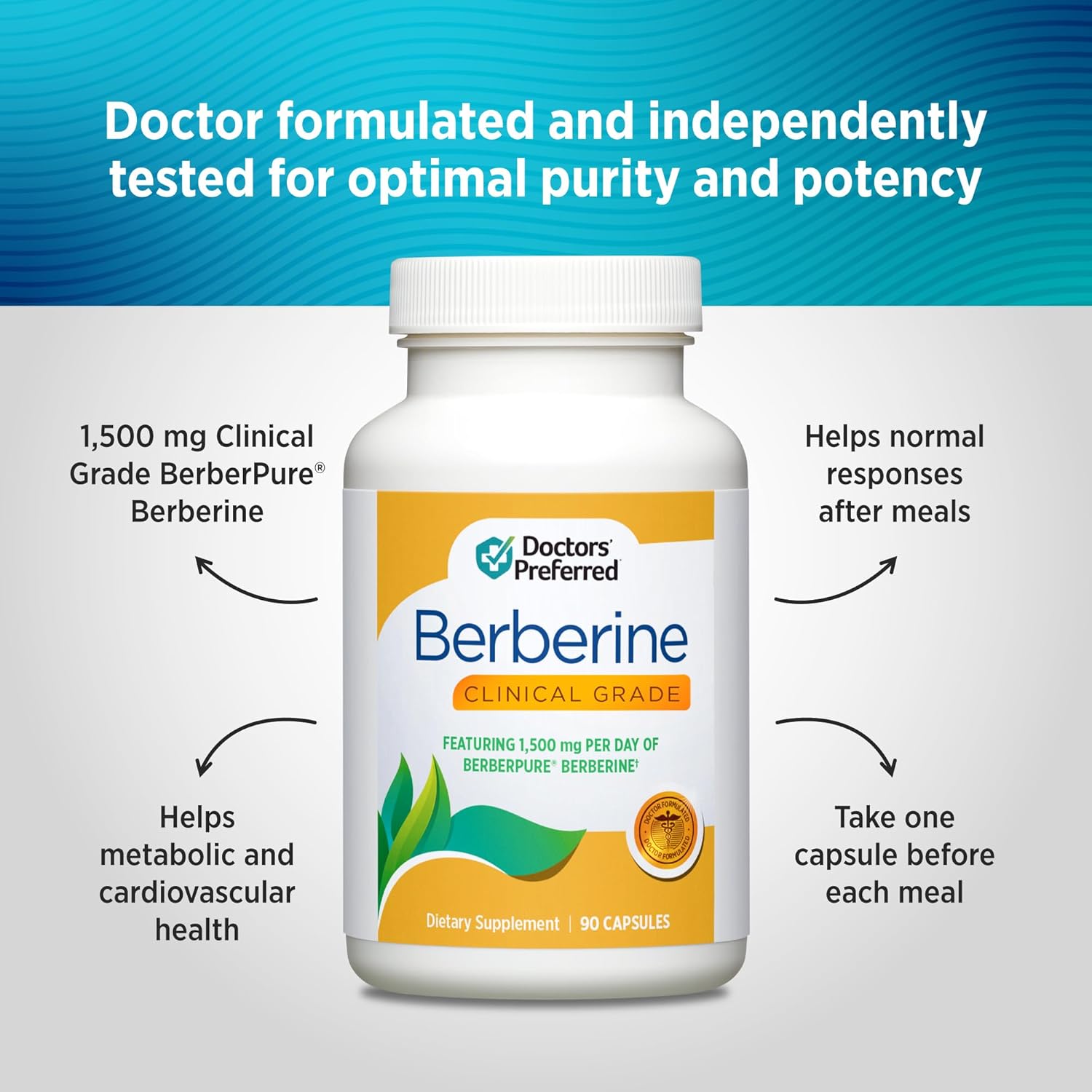 DOCTORS' PREFERRED Berberine Clinical Grade Supplement - Doctor Formulated | 1500 mg per Daily Serving | 90 Count - Image 4