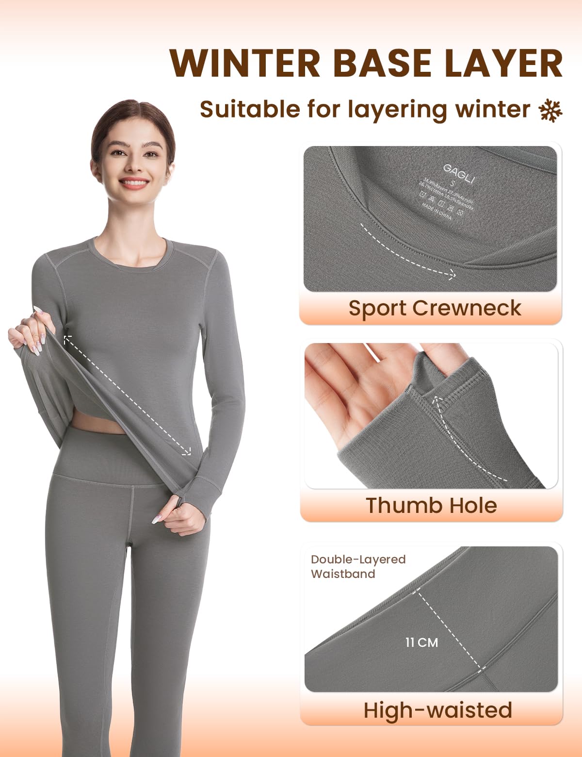 Ensemble de sous-vêtements thermiques pour femme avec intérieur en polaire, haut thermique et pantalon thermique, leggings fonctionnels, respirants et doux, pour l'hiver, le ski et l'extérieur