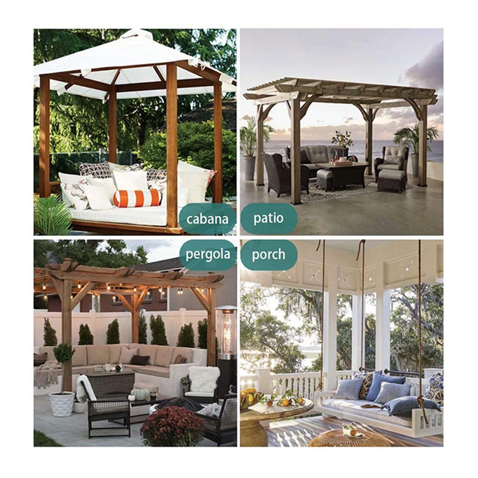 Blanc Rideau D'extérieur Transparent Imperméables Rideaux Semi Transparents L500xH120cm Rideaux de fenêtre Rideau avec œillet Supérieur en Acier Inoxydable pourJardin Patio pergola Cabana 2 PCS