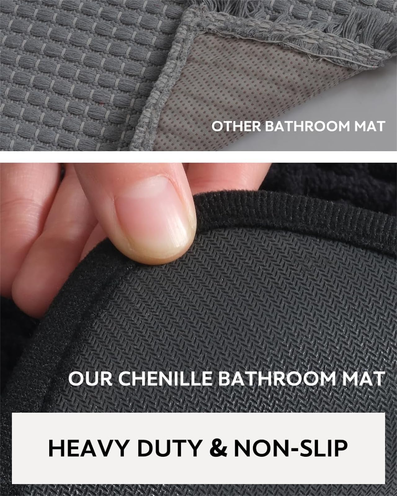 Tapis de bain antidérapant en microfibre - Séchage rapide - Tapis de douche doux et antidérapant pour salle de bain - 60 x 160 cm - Noir - Accessoire idéal pour la maison pour la sécurité et le