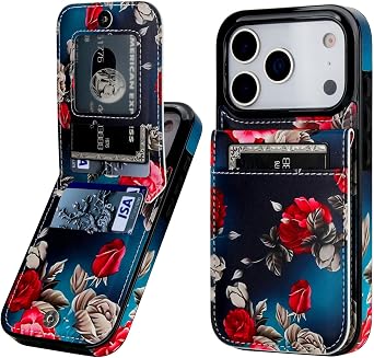 Vaburs Compatible with iPhone 17 Pro Case Wallet with Credit Card Holder, Floral Flower Pattern Flip Premium PU Leather Magnetic Closure Shockproof Protective Cover 6.3"