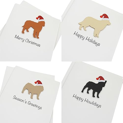 Miniatura 37 de Black Australian Shepherd Christmas Cards Pack of 10 Handmade Aussie Holiday Notecards White Base Dog with Santa Hat Black,Chocolate