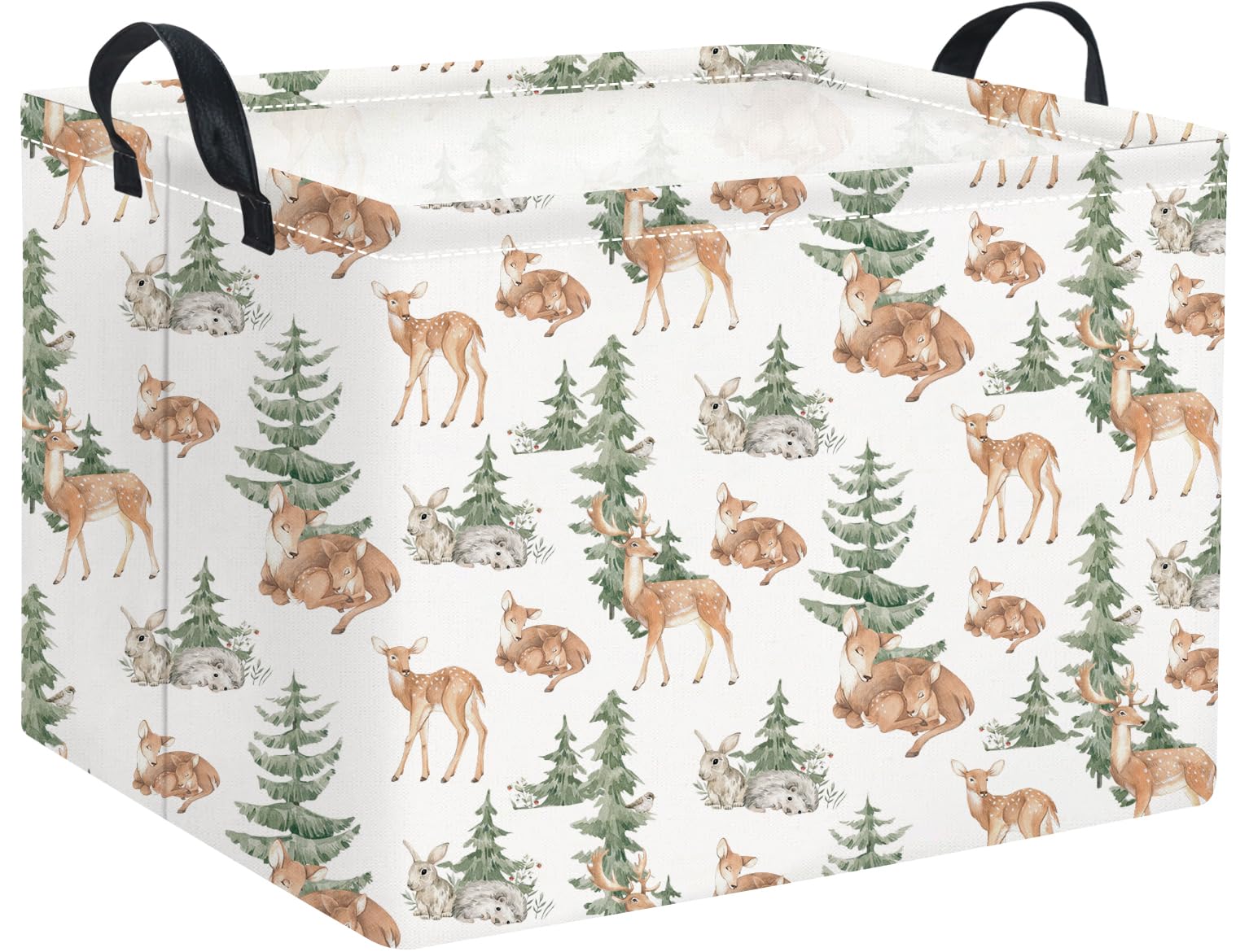 Rectangular Baby Girl Basket Kids Baby Storage Basket Storage Bin Organizer Box Room Decor(Forest Deer)