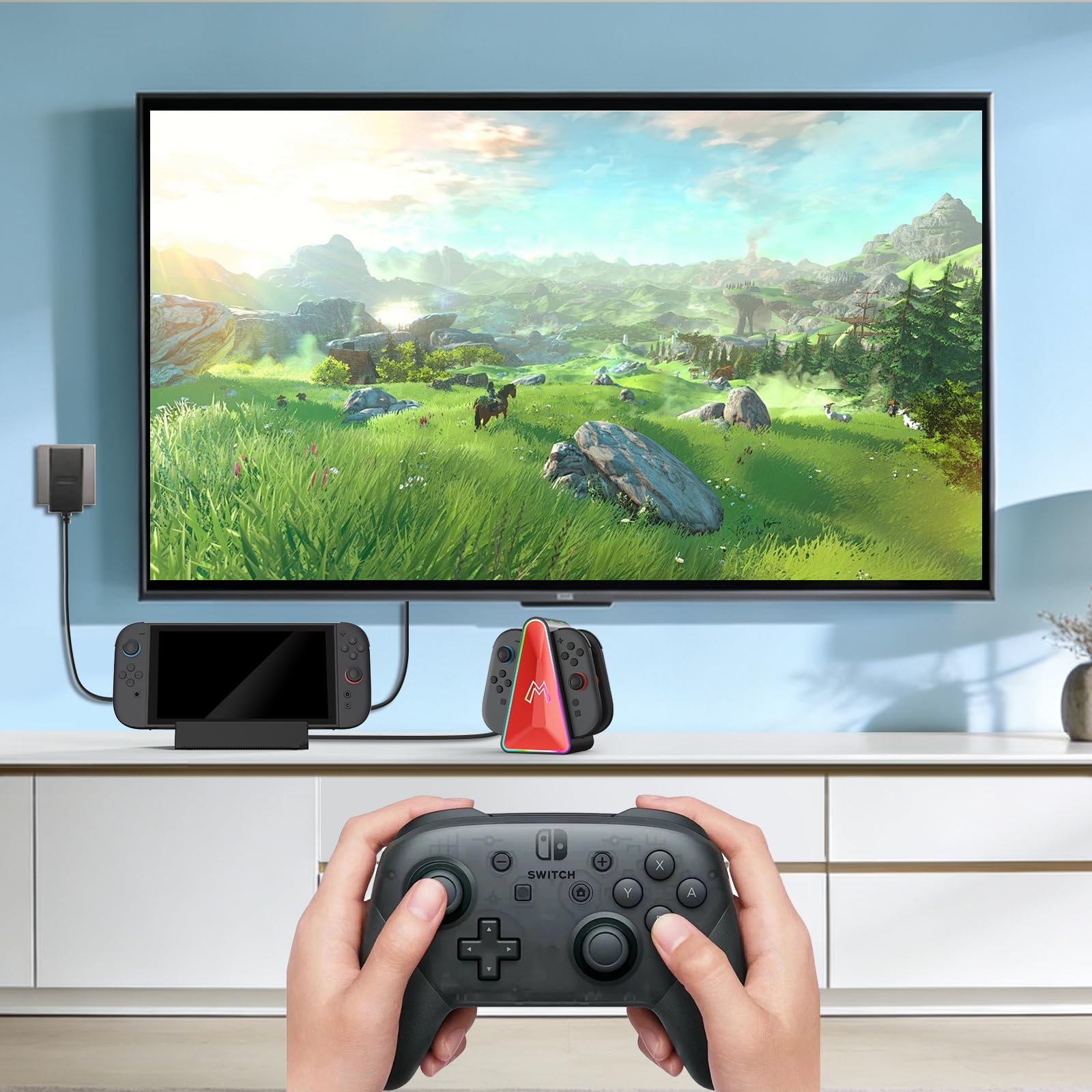 HEIYING TV Docking Station für Nintendo Switch 2/Switch OLED, Tragbarer TV Dock Ladegerät Ständer mit 4K HDMI Adapter/USB Port/Typ C Ladegerät Port