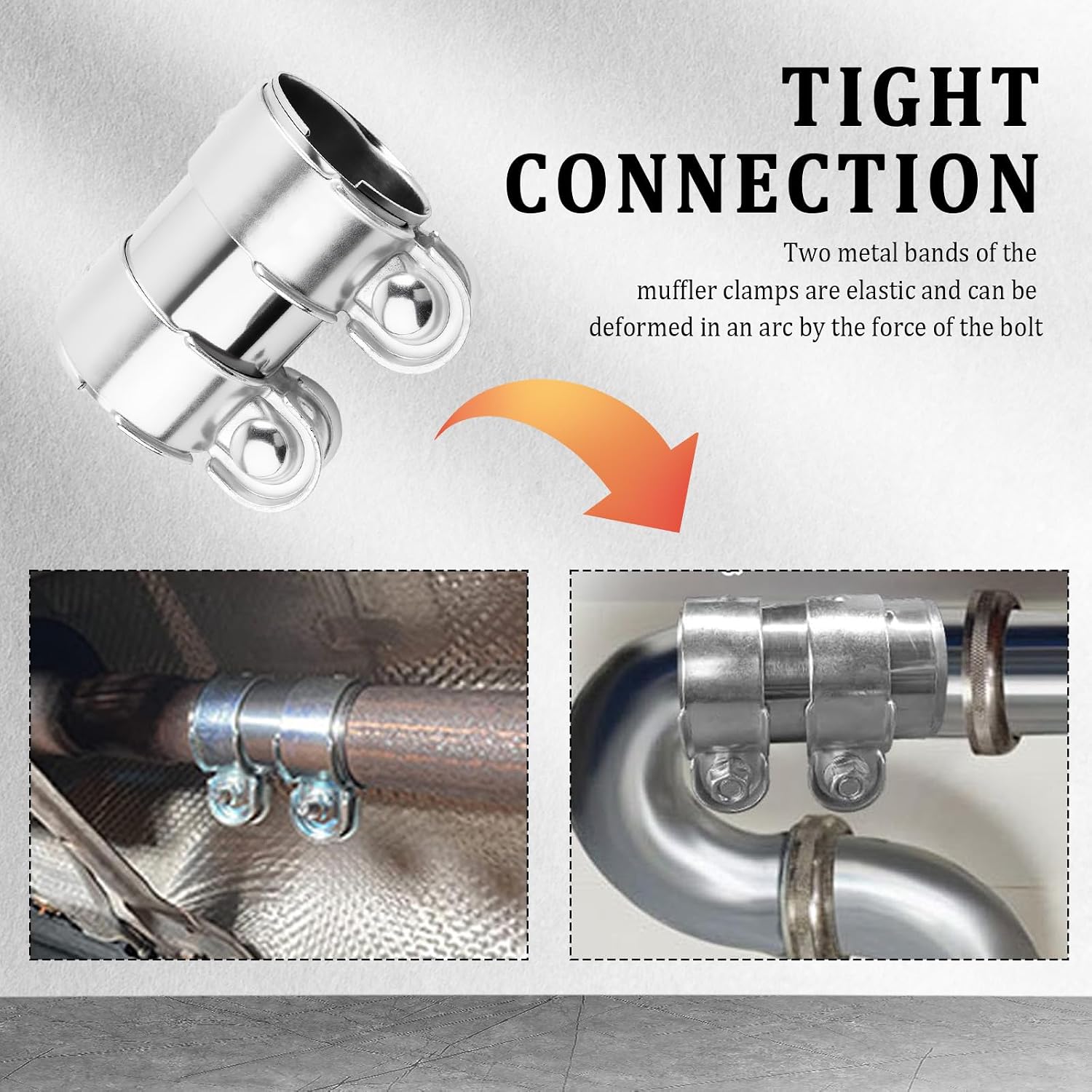 2 Inch Exhaust Clamps,Stainless Steel Muffler Clamp for Tightly Connecting Tubes,Universal Butt Joint Band Exhaust Pipe Clamp As Exhausts Coupler for Most Vehicles (2 Inch)