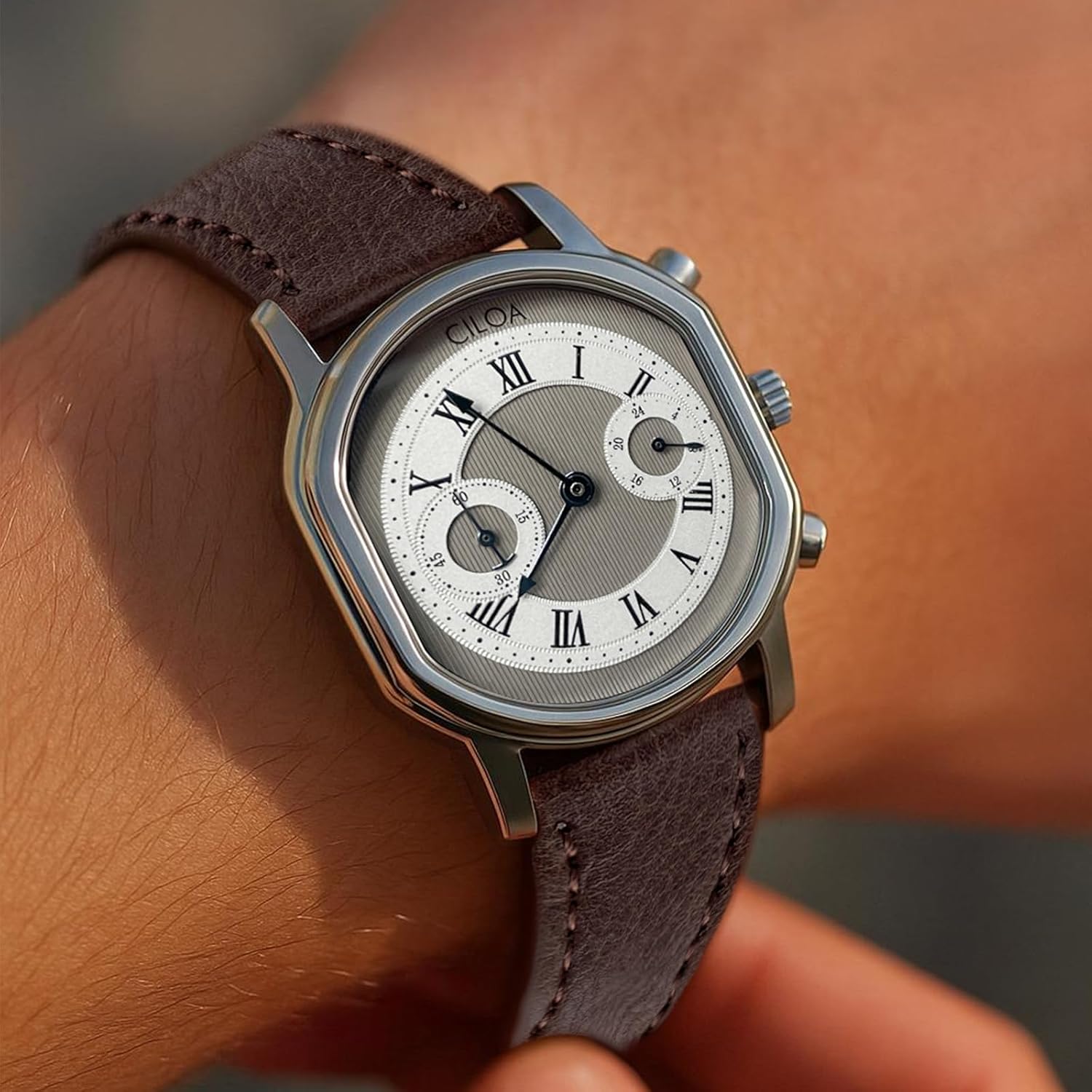 CILOA Mens Watches Leather Watch Analog Watch for Men Luxury Fashion Business Casual 30M Waterproof Men's Wrist Watches - Image 4