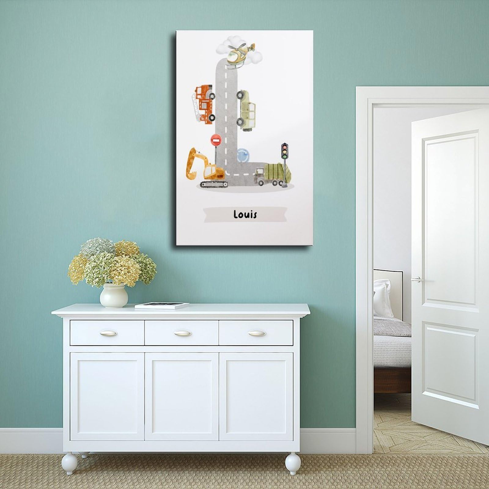 Poster sur toile à thèmes éducatifs Alphabet de A à Z (3) - Décoration pour chambre à coucher, bureau, chambre - Cadeau - 50 x 75 cm