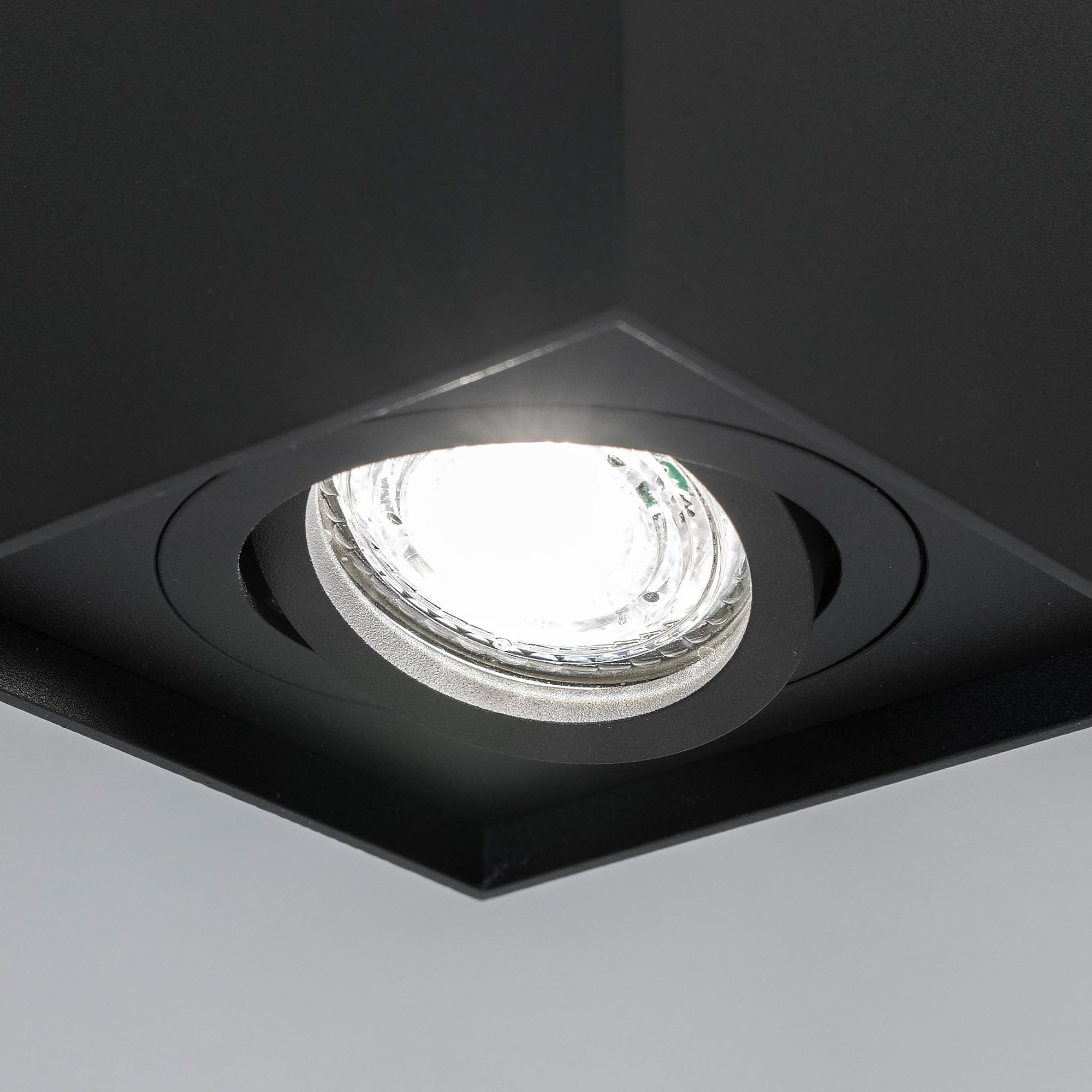 Lampe Salle De Bain Murale Plafonnier 4 Spots Orientables Carré Alu Blanc Pour Ampoule GU10 Luminaires Intérieur