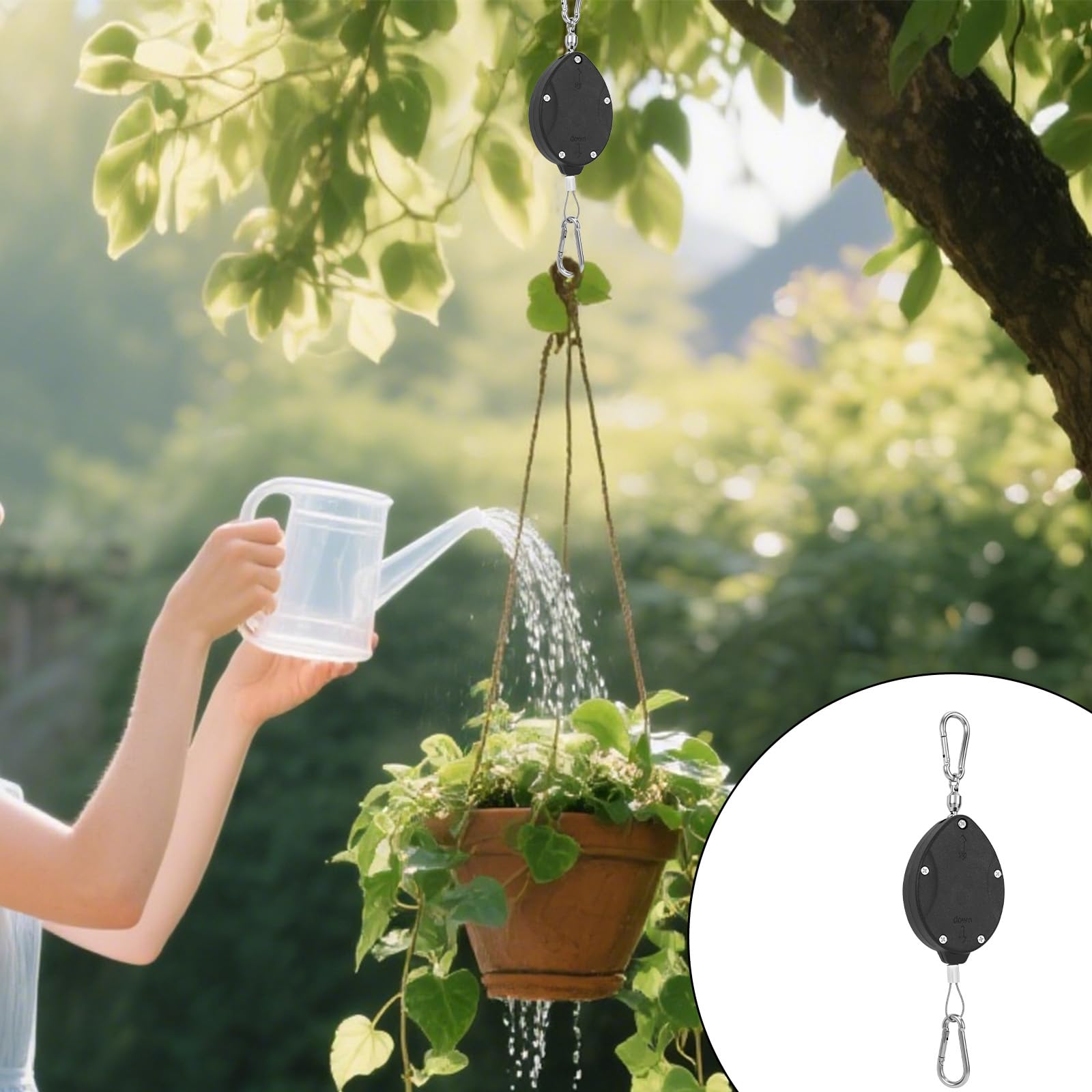 Tinoaly Lot de 2 Cintres Rétractables Robustes avec Poulies Réglables, en Acier Inoxydable avec Mousquetons pour Plantes Suspendues Mangeoires et Pots d'oiseaux d'Intérieur et d'Extérieur