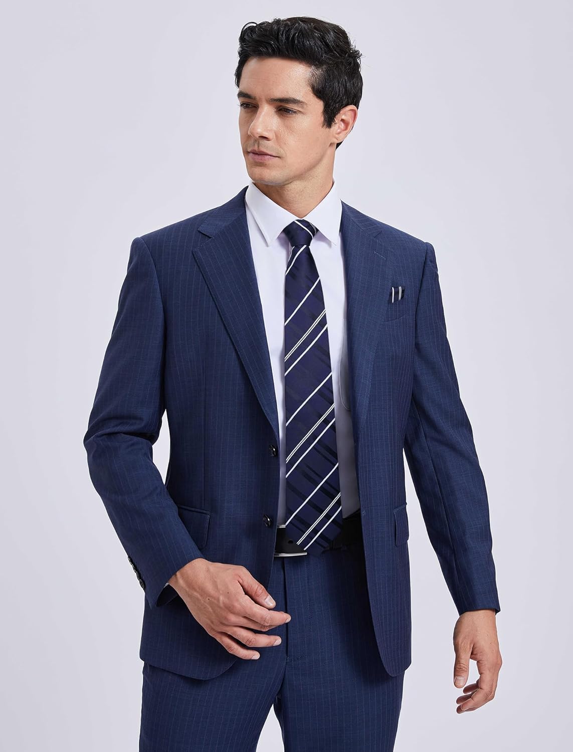 HISDERN Plaid Checkered Tie Handkerchief Woven Classic Formal Men's Necktie & Pocket Square Set - Image 2