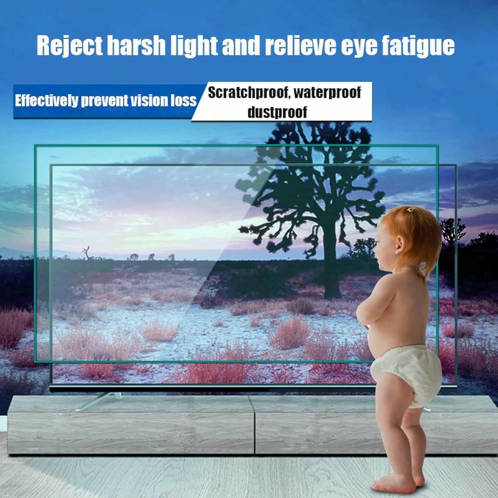 Folia filtrująca ochronna na ekran TV, Przezroczysta osłona ekranu telewizora do monitora LED LCD Smart TV o przekątnej 32–75 cali(55 Inches 1211x682mm)