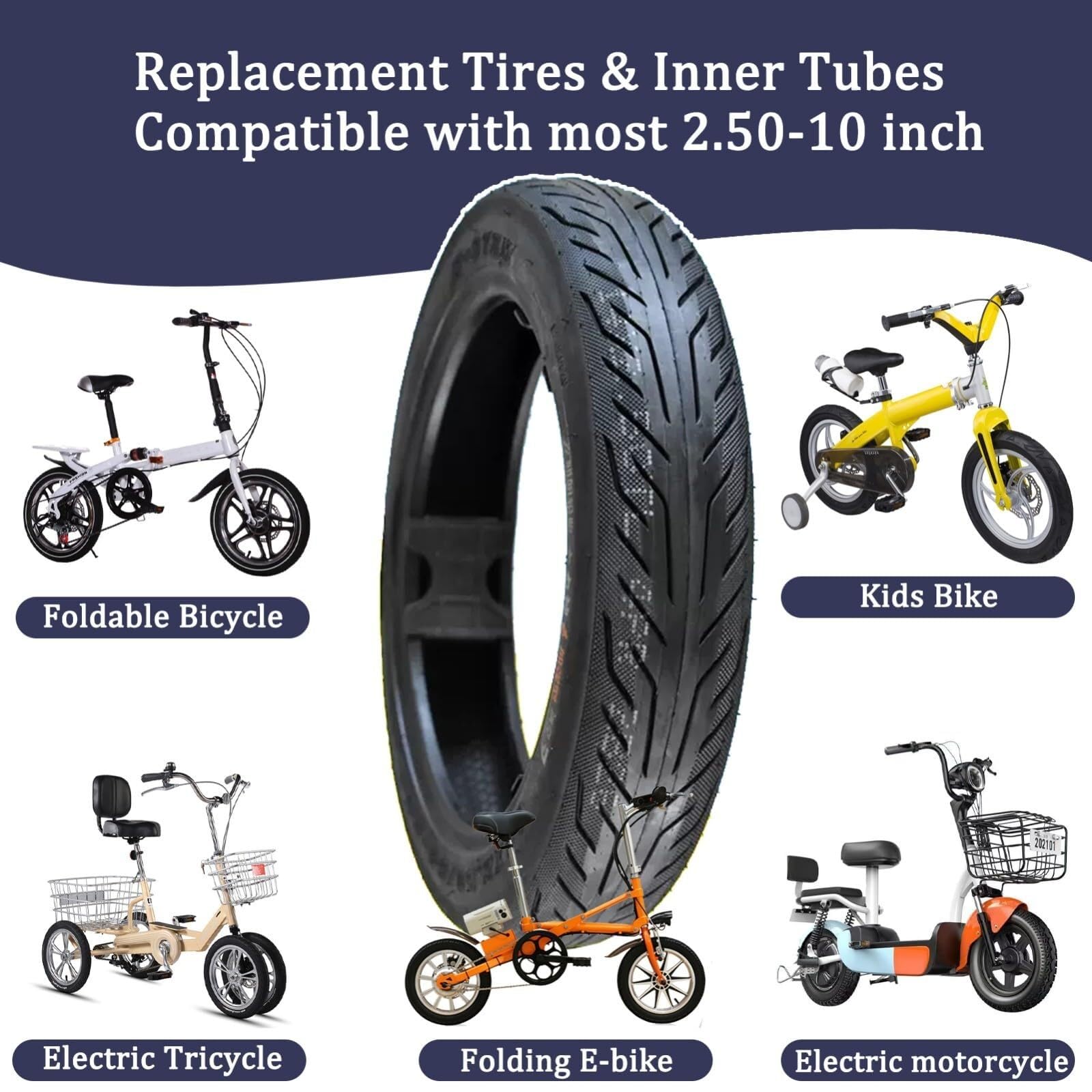 14x2.50 Opona Crossowa Tubeless Bieżnik Miejski 14/2.50-254 4PR 37J 14 2.50 254 282lbs 43PSI dla Hulajnogi Elektrycznej Roweru Elektrycznego 2.50-10