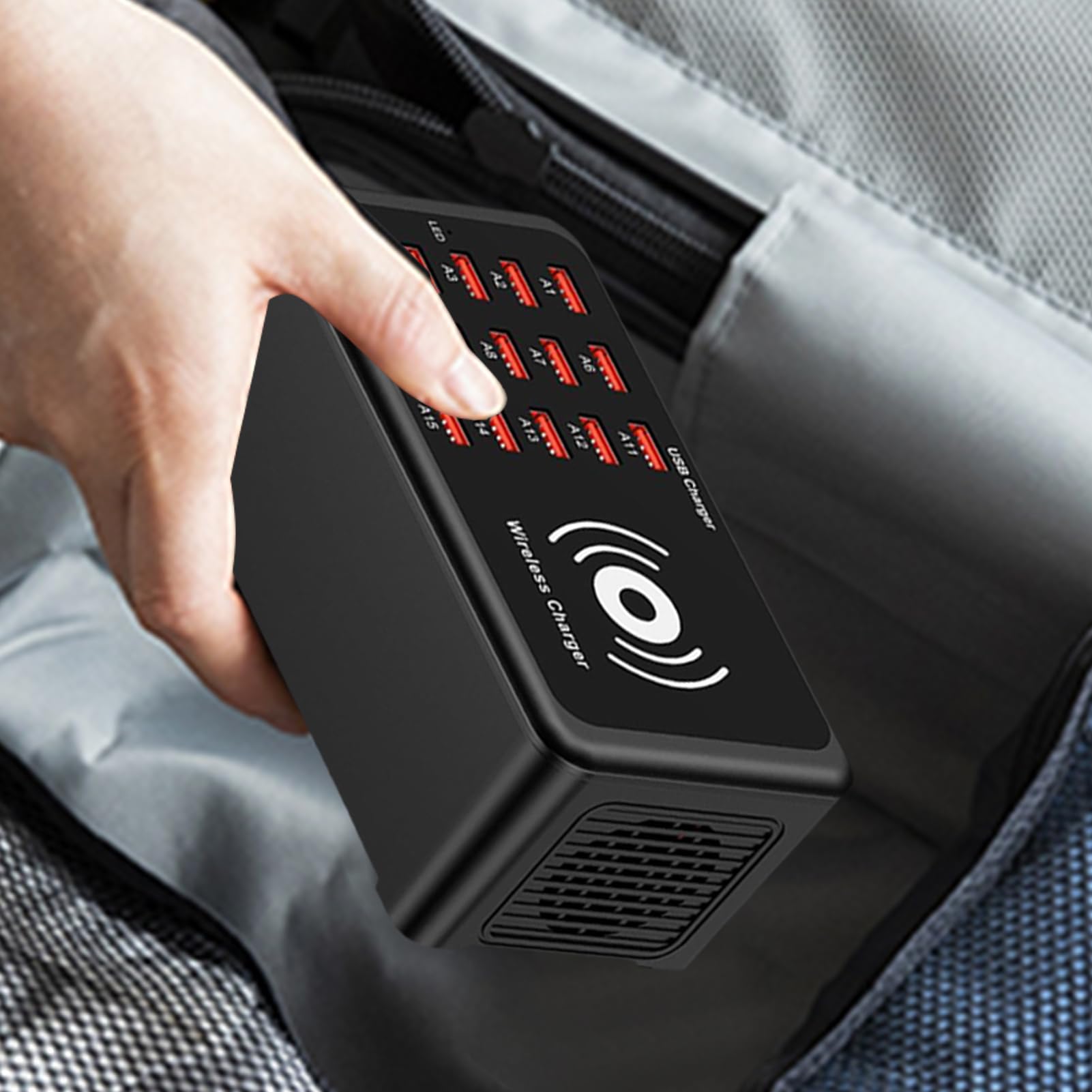 Stazione di Ricarica USB Multiple,15 Porte Ad Alta Velocità Portatile | Caricatore USB Hub per Telefoni Cellulari - per Casa Ufficio Viaggi Affari Stabilito Dormitorio Elettronica Telefono