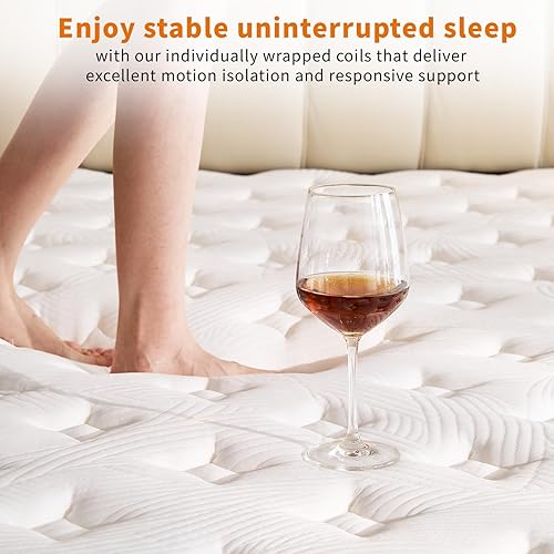 Miniatura 7 de Colchón de 12 pulgadas, espuma viscoelástica híbrida de firmeza media y resortes embolsados para alivio de presión, certificado CertiPUR-US, sin