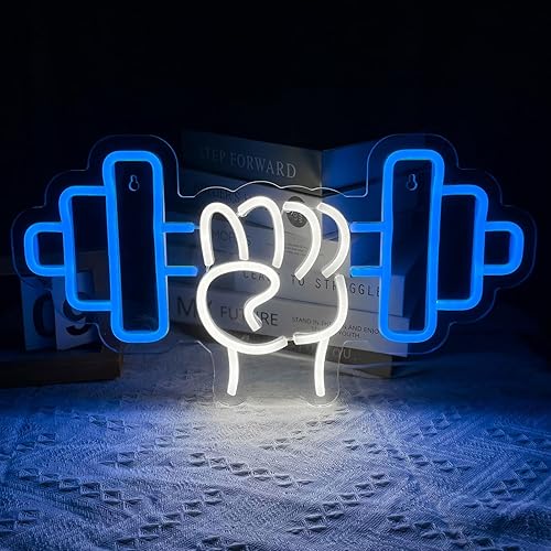 Miniatura 1 de Letrero de neón para gimnasio, luces de neón para decoración de pared, letrero de gimnasio, letrero LED regulable para sala de entrenamiento,