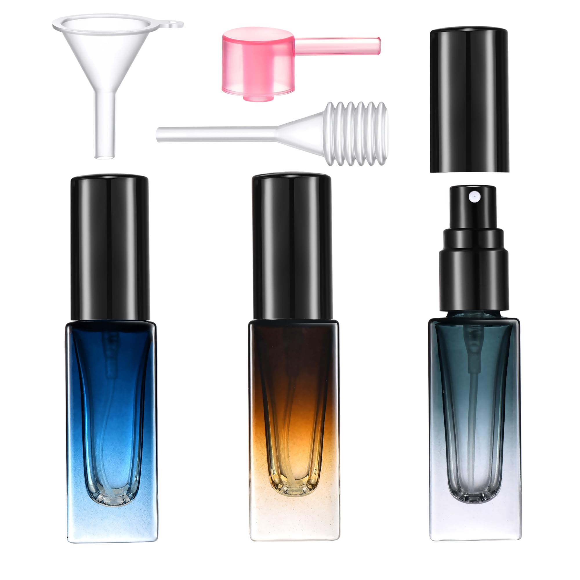 Yikimyfo Travel Perfume Bottle Refillable, 3 Pcs 5ML/0.17oz Fine Mist Glass Perfume Spray Bottles Empty Leak-proof Cologne Spray Bottle Mini Perfume