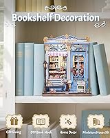 Vista 4 de CUTEBEE - Kit de rincón de libros - Casa de muñecas en miniatura de panadería pastelería DIY para adultos, decoración de estantería de casa pequeña