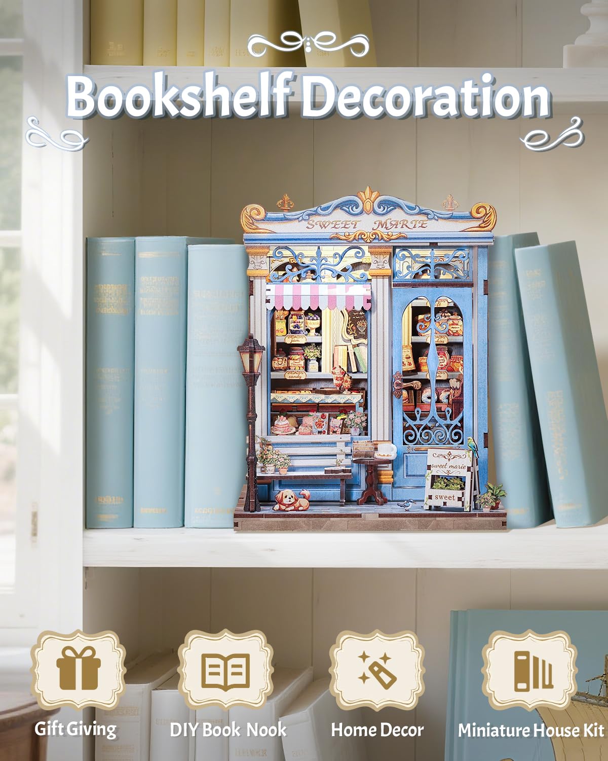 CUTEBEE Book Nook Kit DIY Miniature House Bakery Patisserie Dollhouse Kit 2