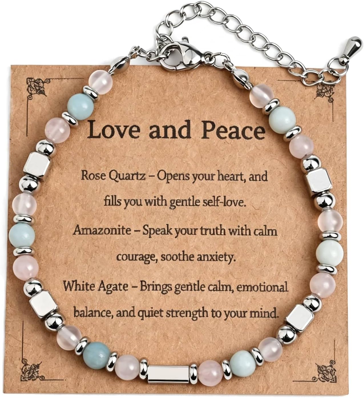 Anxiety Relief Triple Protection Bracelet Love Peace Strength Bracelet Beaded Boho Bohemian Jewelry Gift For Women