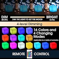 Vista 3 de Frienda 4 piezas de luces de cubo geniales, luces LED de cubo cósmico de 16 colores, lámpara de estado de ánimo impermeable, luz LED de cubo