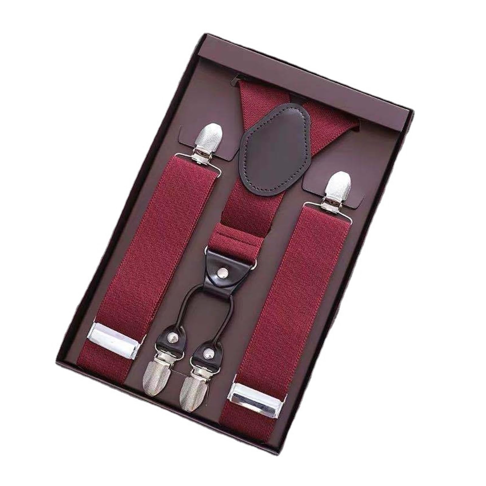 Uniforme escolar impecable usando tirantes para adultos con diseño de cuatro clips