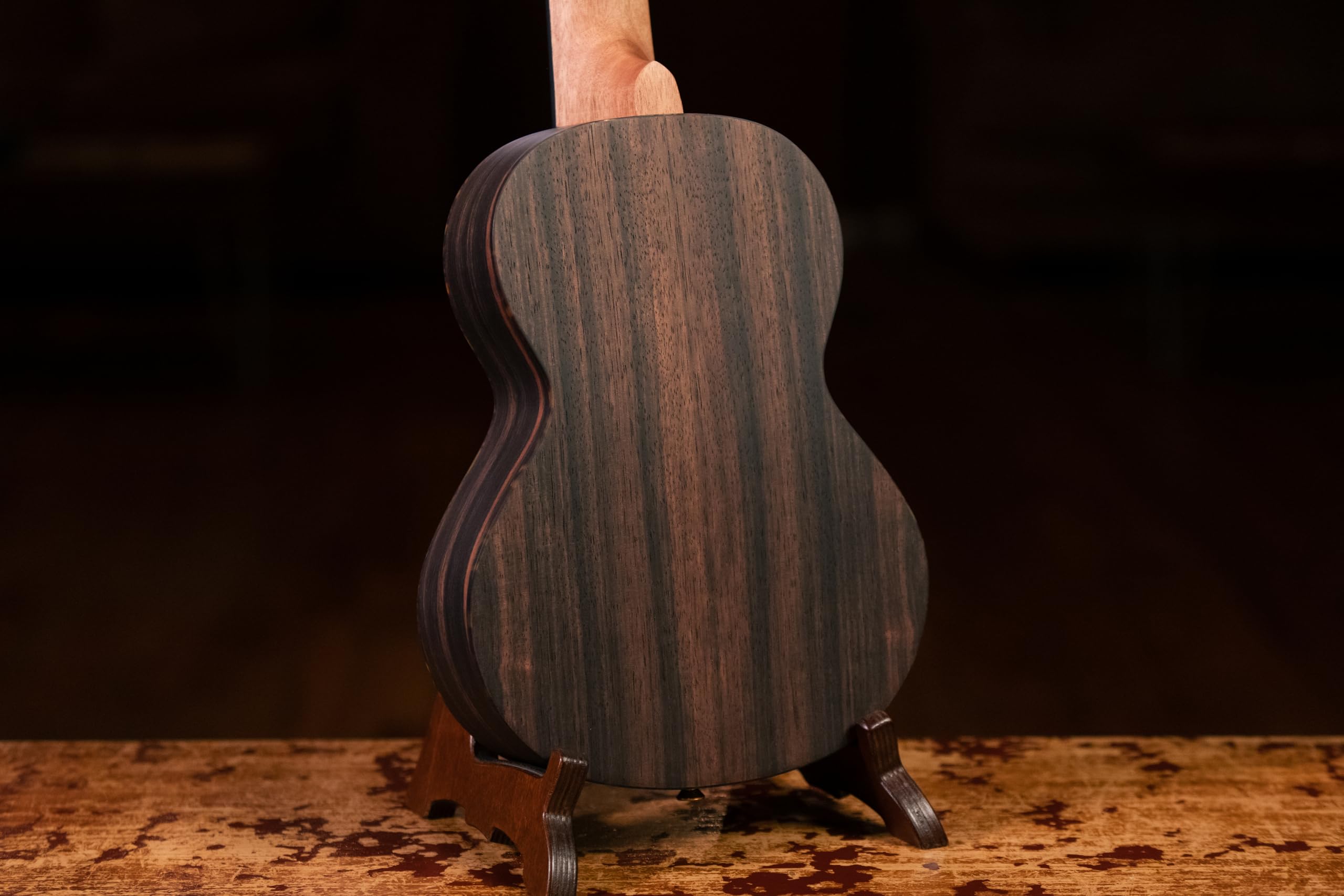 Ortega Guitars Mini Reise Gitarre – Mini Travel Series – Ebenholz, Natur (RGL5EB) | Nylonsaitengitarre, 18 Frets, Ebenholz-Decke & -Korpus offenporiges Satin-Finish