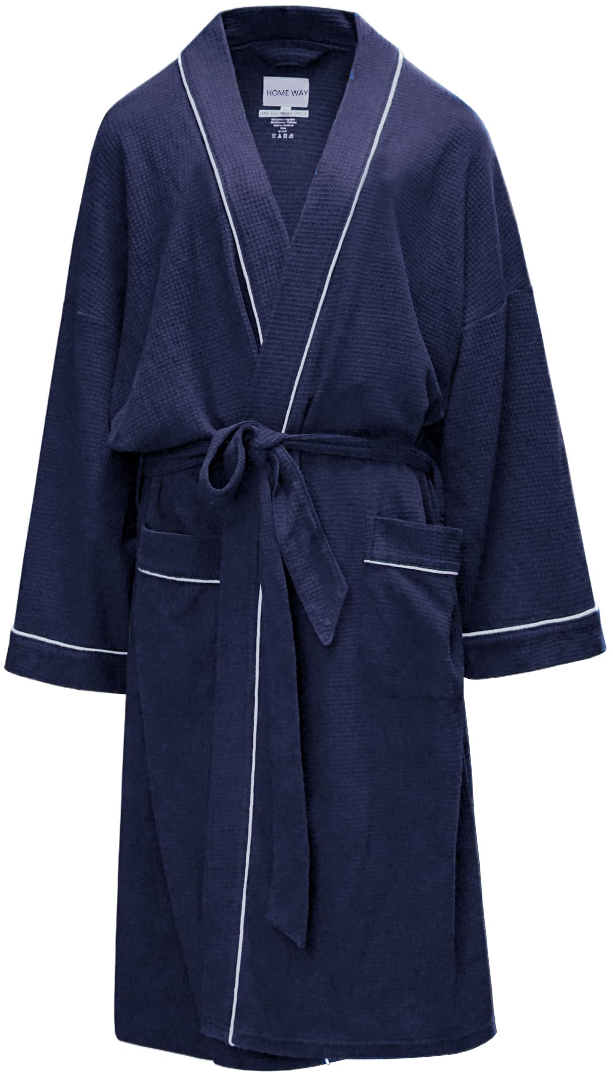Bathrobe, Lightweight, Men's and Women's, Waffle Weave Fabric, 3D Textured, Gown, Loungewear, Gentle Touch, Unisex, Hotel, Post-Bath, Absorbent, Quick-Drying, Warmth-Retaining, Bath Essentials