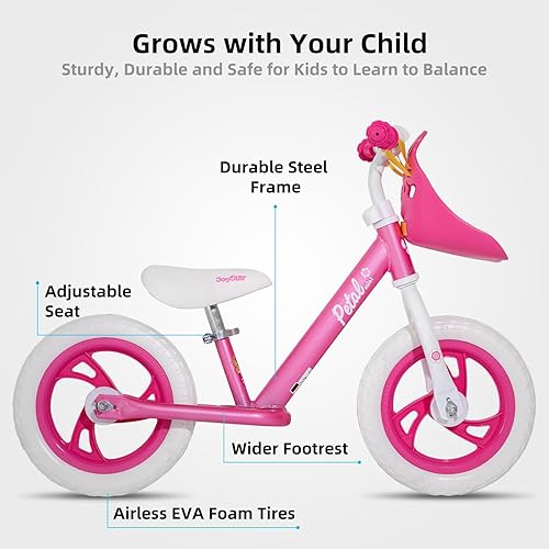Miniatura 2 de JOYSTAR Bicicleta de equilibrio para niños de 1214 pulgadas para niños de 18 meses a 6 años, bicicletas de equilibrio ligeras con reposapiés y cesta