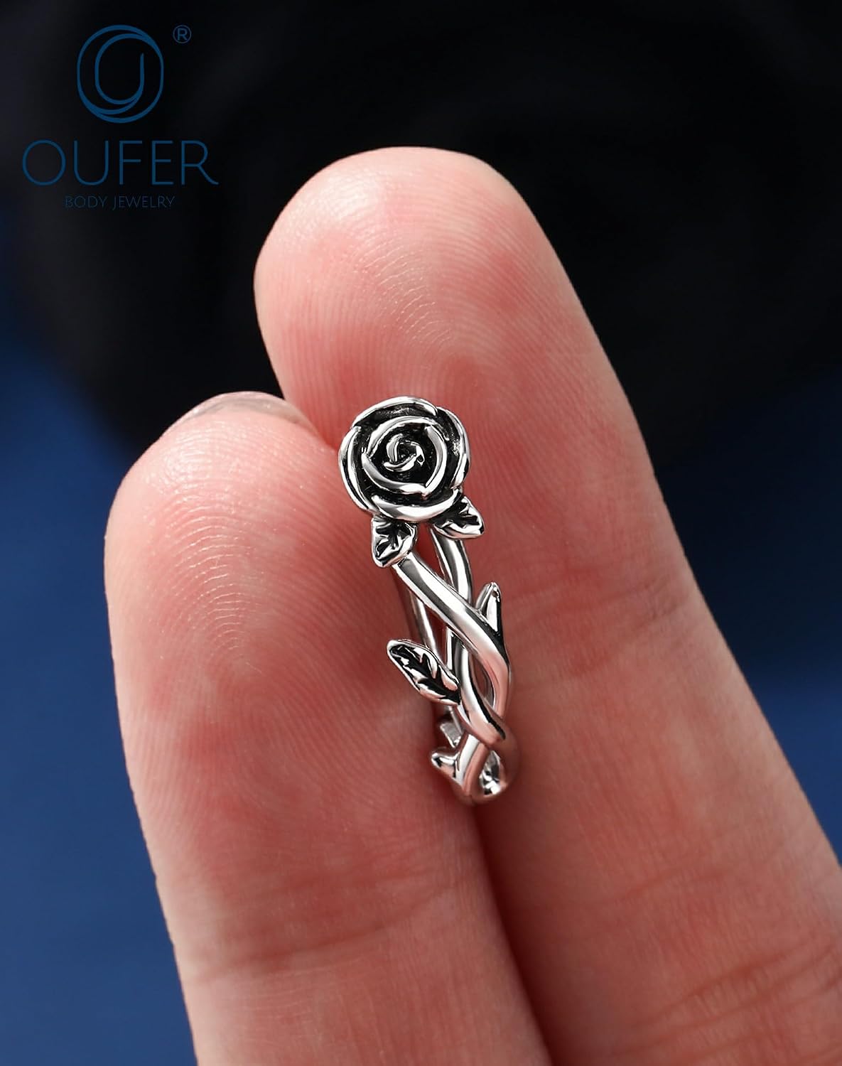 OUFER Hypoallergenic Belly Button Rings, 14g Flower Belly Rings for Women, 316L Surgical Steel Navel Rings, Silver Navel Piercing Jewelry for Women