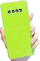 Vista 1 de MINSCOSE Funda compatible con Samsung Galaxy S10 4G, bonito color neón brillante, con brillantina, delgada, a prueba de golpes, de silicona