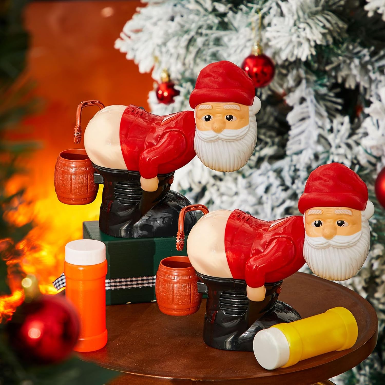 2 Pcs Christmas Santa Claus Bubble Machine Automatic Blowing Machine Santa Blower with Music Flashing Lights for Xmas Gift Indoor Outdoor Activity(Red)